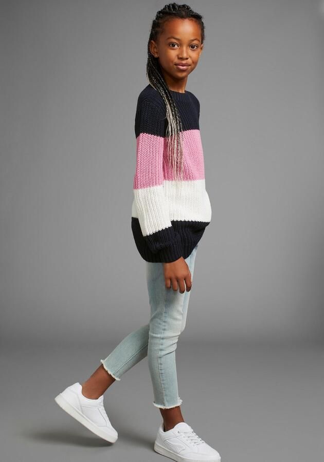 KangaROOS Gebreide trui Gestreepte trui met logo op de mouw - Foto 4