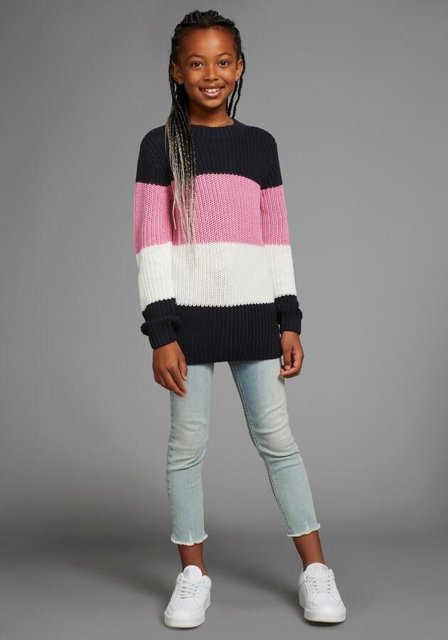 KangaROOS Gebreide trui Gestreepte trui met logo op de mouw - Foto 5