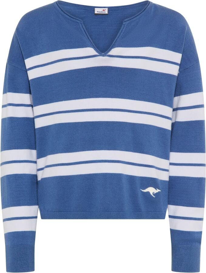 KangaROOS Gebreide trui Knuffelzachte gestreepte trui Zachte streepjestrui met kleine V-hals