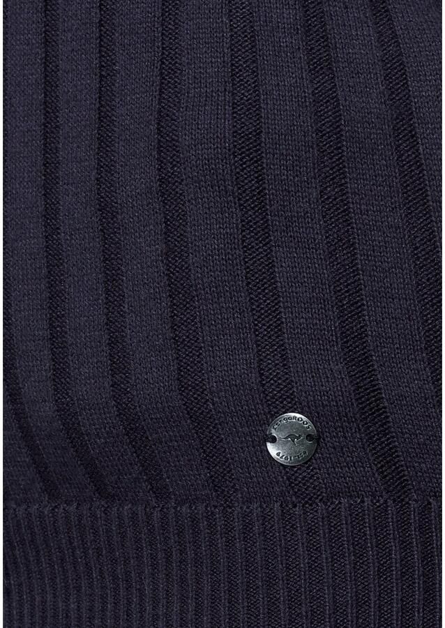 KangaROOS Gebreide trui met contrastkleurige binnenkant van de capuchon en logoprint op de mouw