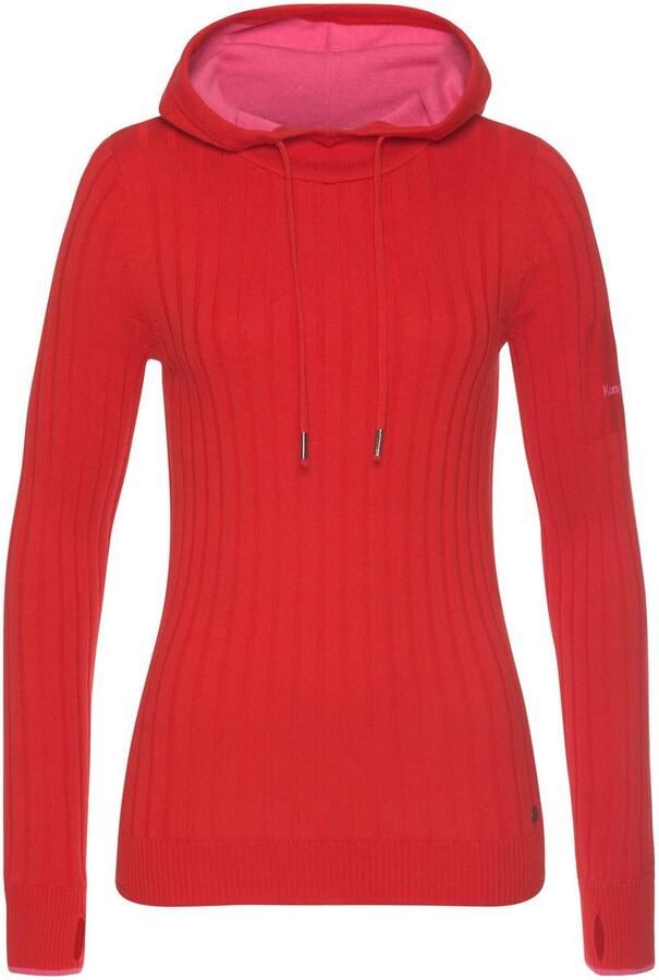 KangaROOS Gebreide trui met contrastkleurige binnenkant van de capuchon en logoprint op de mouw - Foto 10