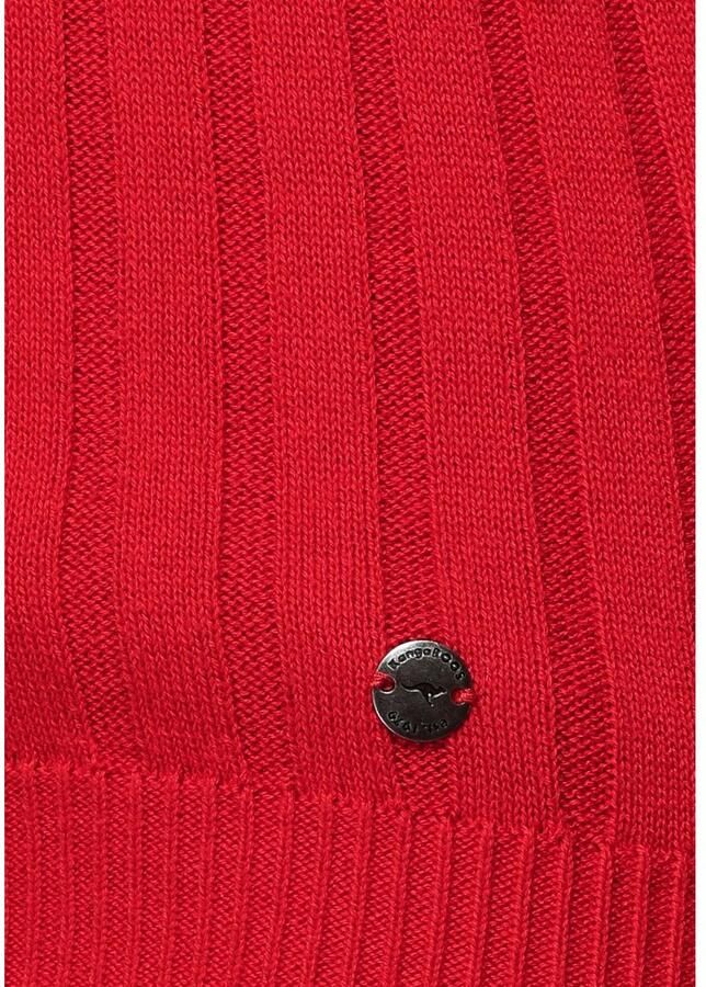 KangaROOS Gebreide trui met contrastkleurige binnenkant van de capuchon en logoprint op de mouw