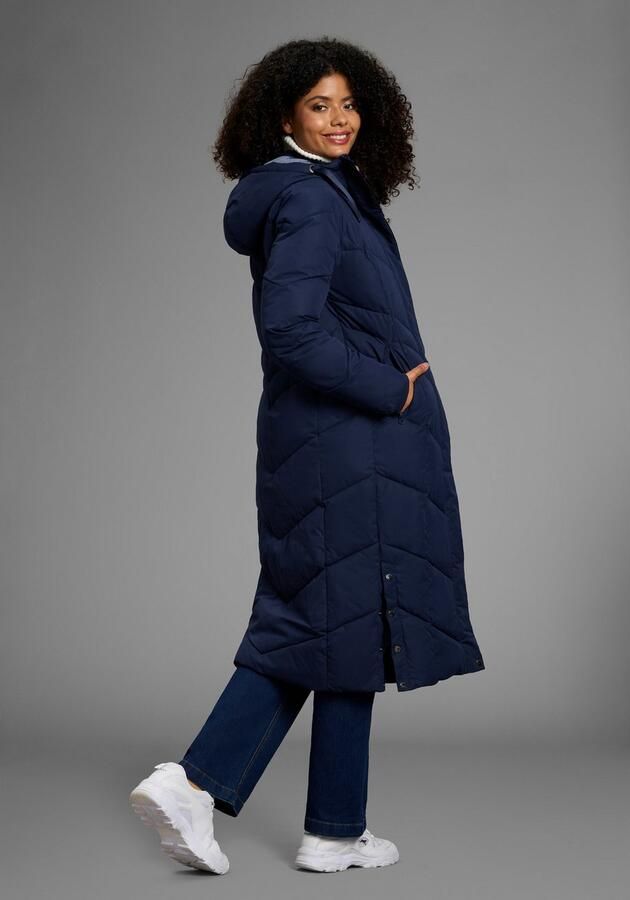 KangaROOS Gewatteerde jas Lange winterjas met knopen aan de zijkant en capuchon - Foto 5