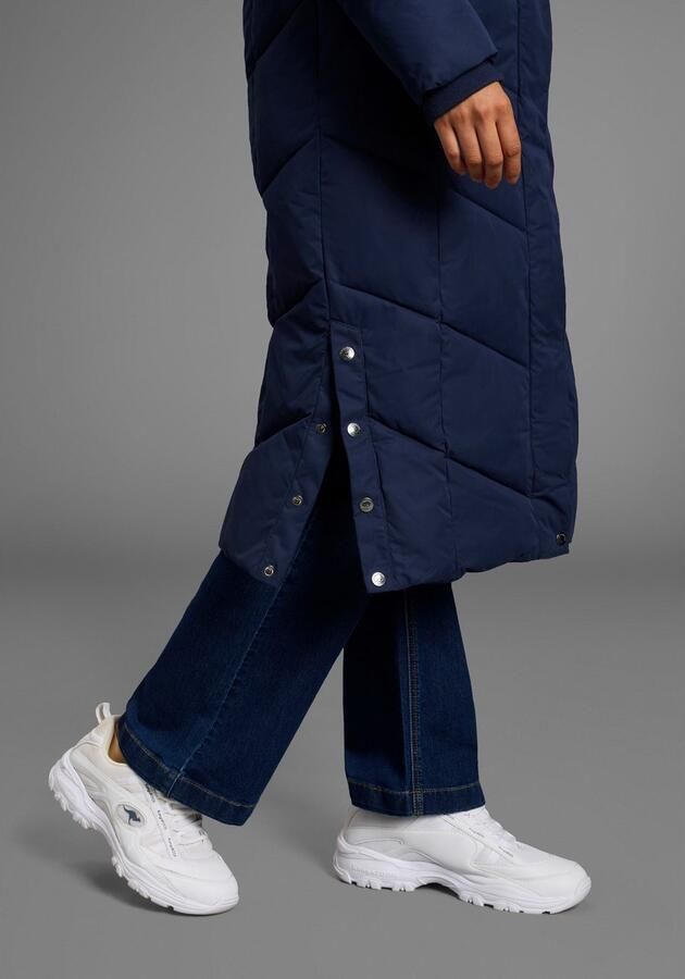 KangaROOS Gewatteerde jas Lange winterjas met knopen aan de zijkant en capuchon - Foto 7