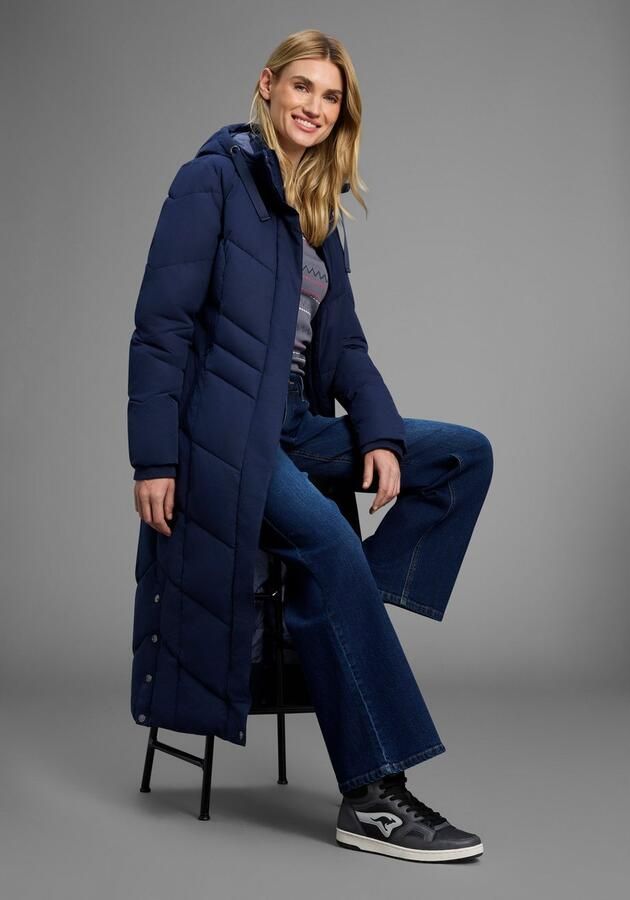 KangaROOS Gewatteerde jas Lange winterjas met knopen aan de zijkant en capuchon - Foto 9