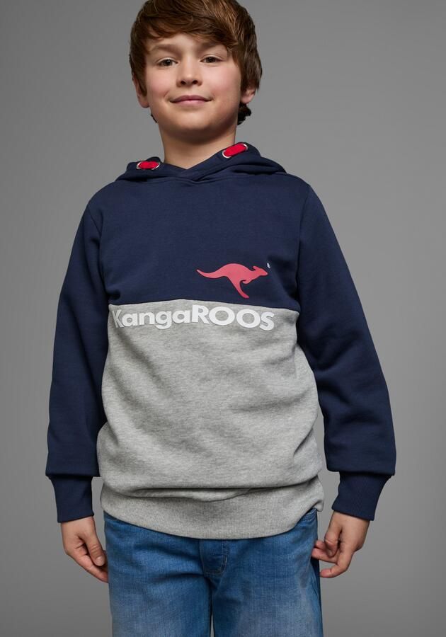 KangaROOS Hoodie Colourblocking Lange mouwen meerkleurig met logoprint van katoen - Foto 2