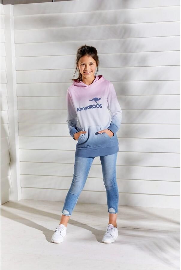 KangaROOS Hoodie Lange sweatshirt met kleurverloop Lange mouwen met boorden getailleerde snit met logoprint - Foto 9