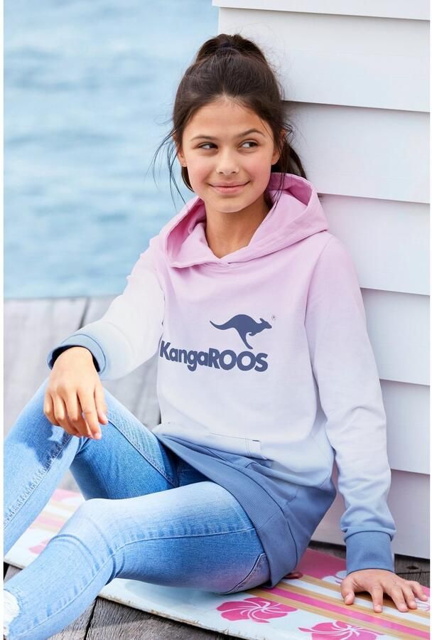 KangaROOS Hoodie Lange sweatshirt met kleurverloop Lange mouwen met boorden getailleerde snit met logoprint - Foto 8
