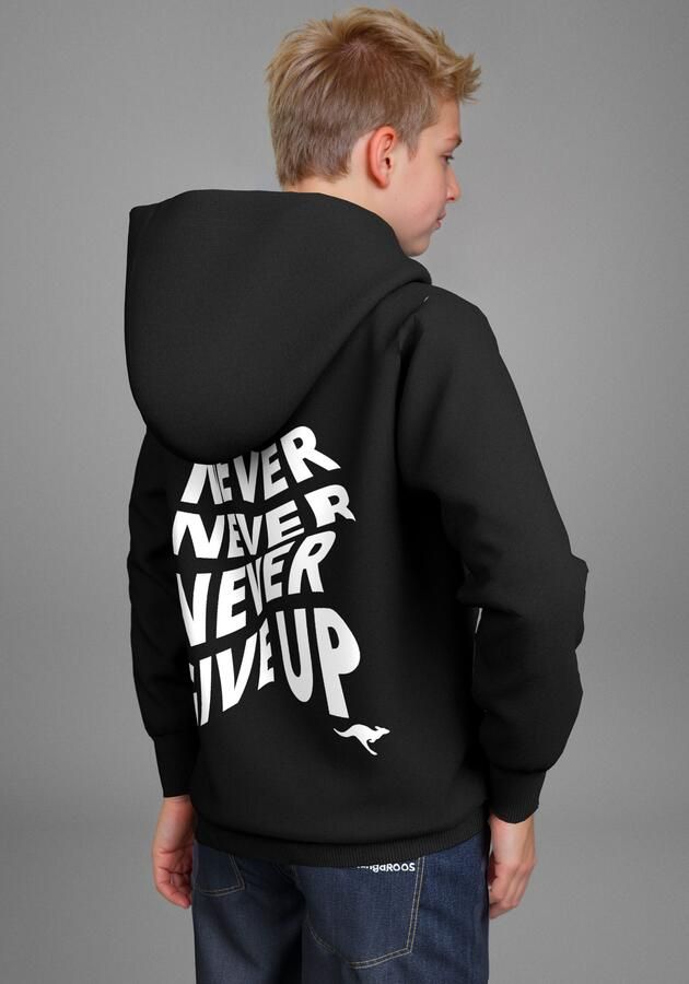 KangaROOS Hoodie Spruch: NEVER GIVE UP Sweatshirt met grote rugprint - Foto 3