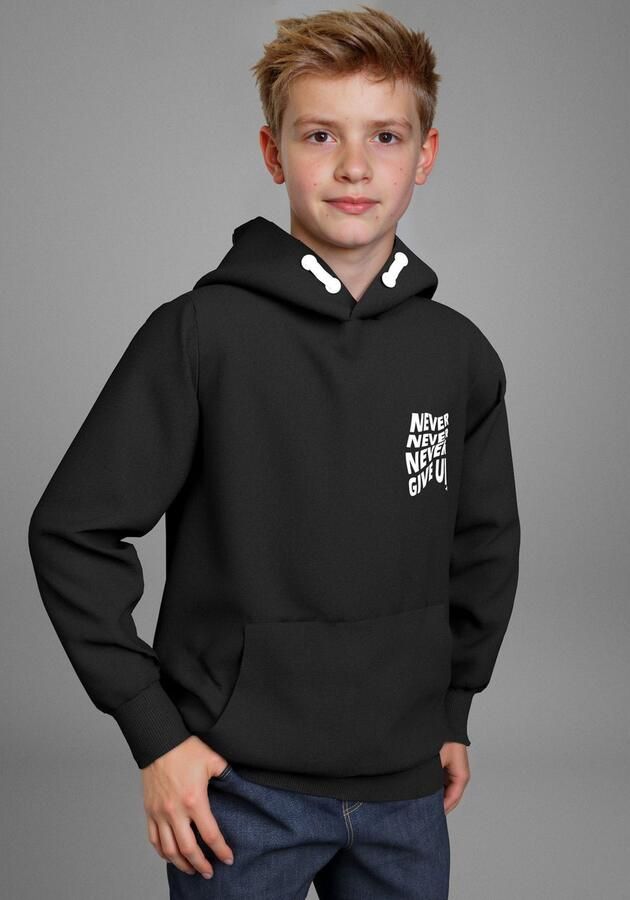 KangaROOS Hoodie Spruch: NEVER GIVE UP Sweatshirt met grote rugprint - Foto 4