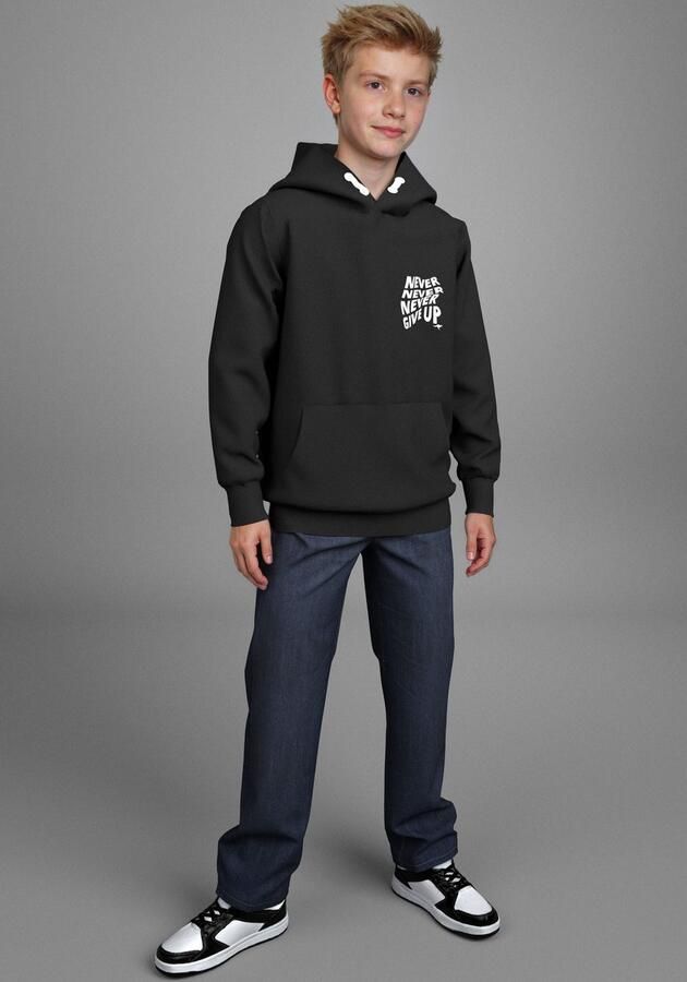 KangaROOS Hoodie Spruch: NEVER GIVE UP Sweatshirt met grote rugprint - Foto 5