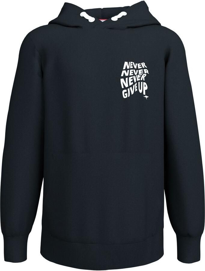 KangaROOS Hoodie Spruch: NEVER GIVE UP Sweatshirt met grote rugprint