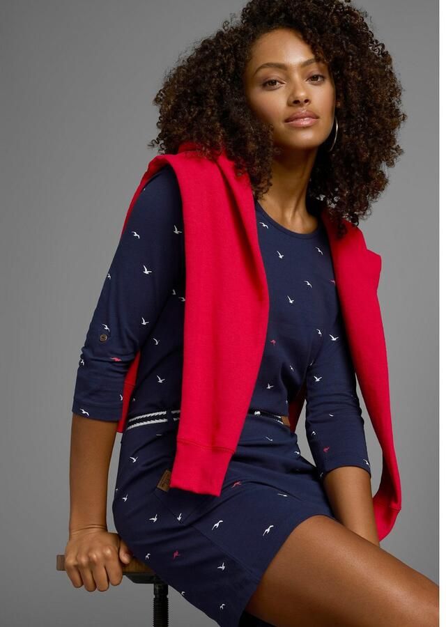 KangaROOS Jerseyjurk figuurvolgende pasvorm van katoenmix (set Met een afneembare riem)