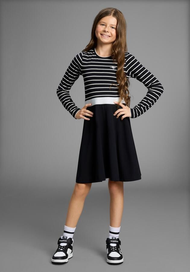 KangaROOS Jerseyjurk met glinsterende riem feestelijke gelegenheden knie-vrij modieuze stijl van stretchkwaliteit