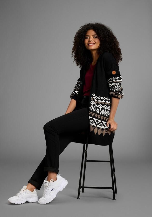 KangaROOS Lang vest in open vorm in noors patroon - Foto 5