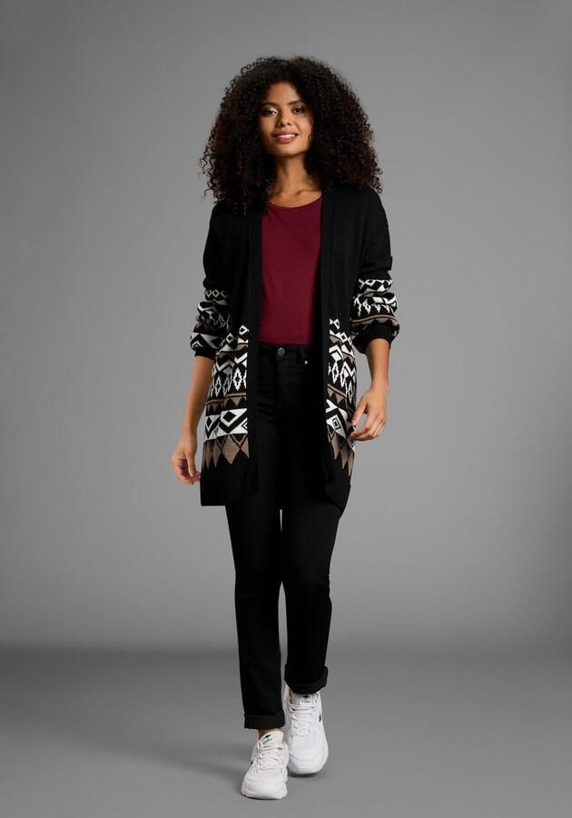 KangaROOS Lang vest in open vorm in noors patroon - Foto 7