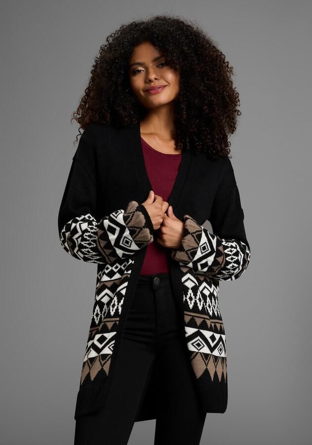 KangaROOS Lang vest in open vorm in noors patroon - Foto 8