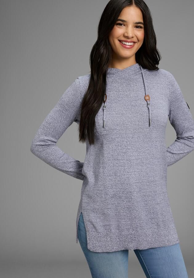 KangaROOS Lange trui met capuchon en splitten aan de zoom - Foto 6