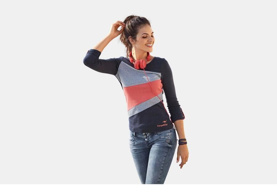 KangaROOS Longsleeve Lange mouwen figuurvolgende pasvorm effen ronde hals - Foto 6