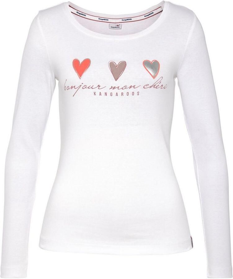 KangaROOS Longsleeve Lange mouwen zeer figuurvolgend en heupbedekkend met hartjes-detail