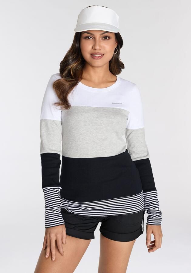 KangaROOS Longsleeve met lange mouwen figuurvolgende pasvorm colourblocking-look - Foto 7