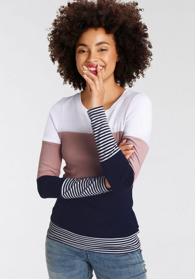 KangaROOS Longsleeve met lange mouwen figuurvolgende pasvorm colourblocking-look - Foto 4