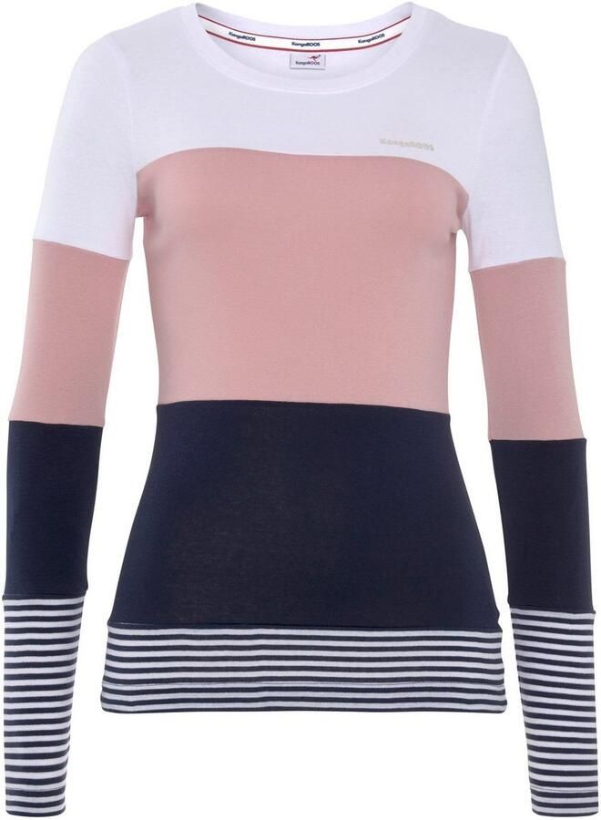 KangaROOS Longsleeve met lange mouwen figuurvolgende pasvorm colourblocking-look