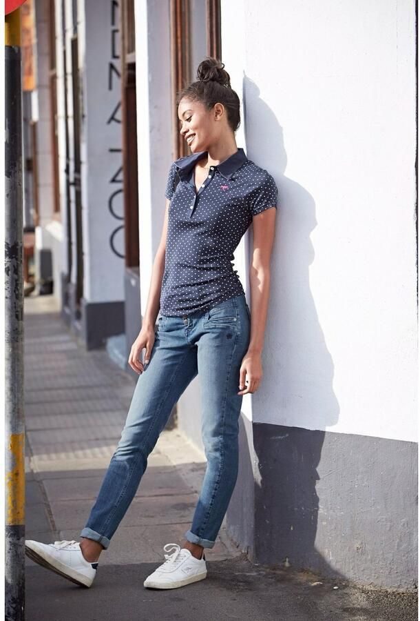 KangaROOS Poloshirt figuurvolgende snit bedrukte stippenmotief blousekraag - Foto 2