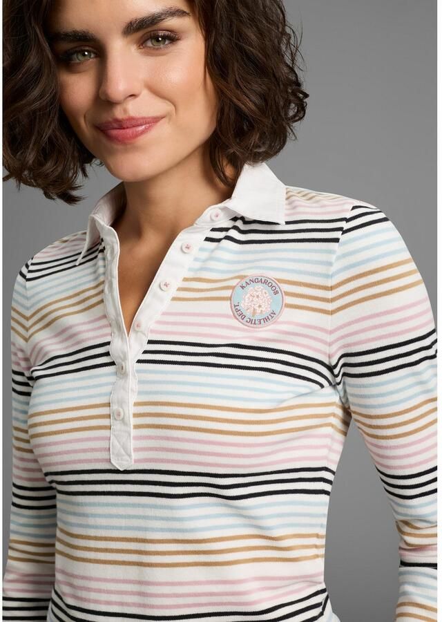 KangaROOS Poloshirt in pasteltinten met lange knoopsluiting - Foto 2