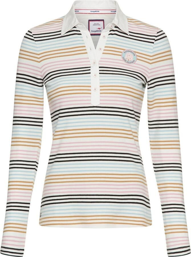 KangaROOS Poloshirt in pasteltinten met lange knoopsluiting