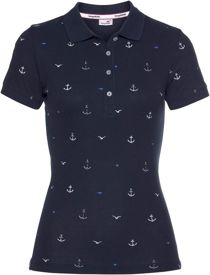 KangaROOS Poloshirt Korte mouwen zeer figuurvolgend met allover-print van 100% katoen