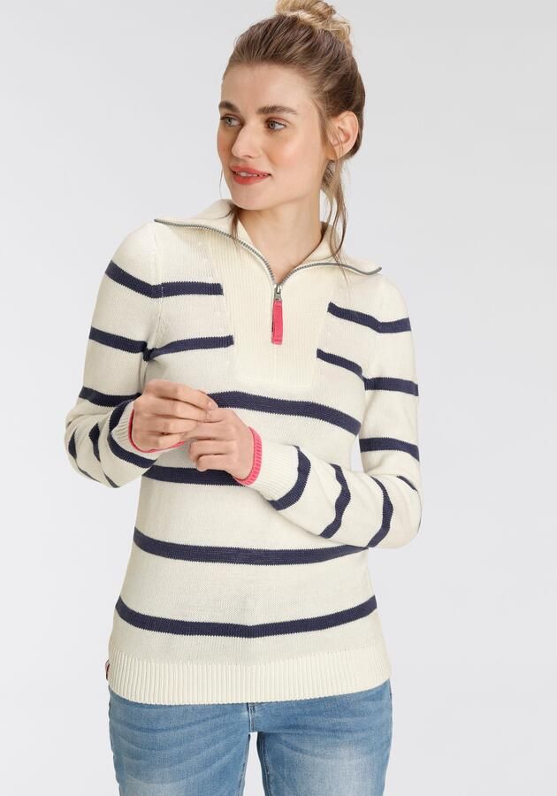 KangaROOS Schipperstrui met rits in klassiek streep-design - Foto 6