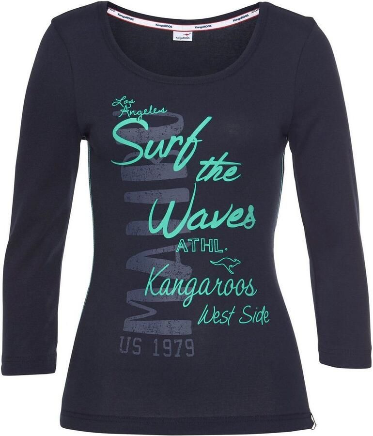 KangaROOS Shirt met 3 4-mouwen 3 4-mouw zeer figuurgetailleerd met logoprint ronde hals - Foto 3