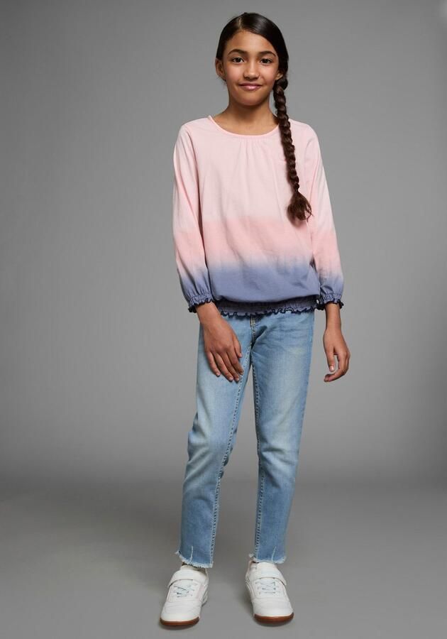 KangaROOS Shirt met 3 4-mouwen Shirt in Batik-Look 3 4-mouw heuplange pasvorm batikpatroon ronde hals - Foto 6