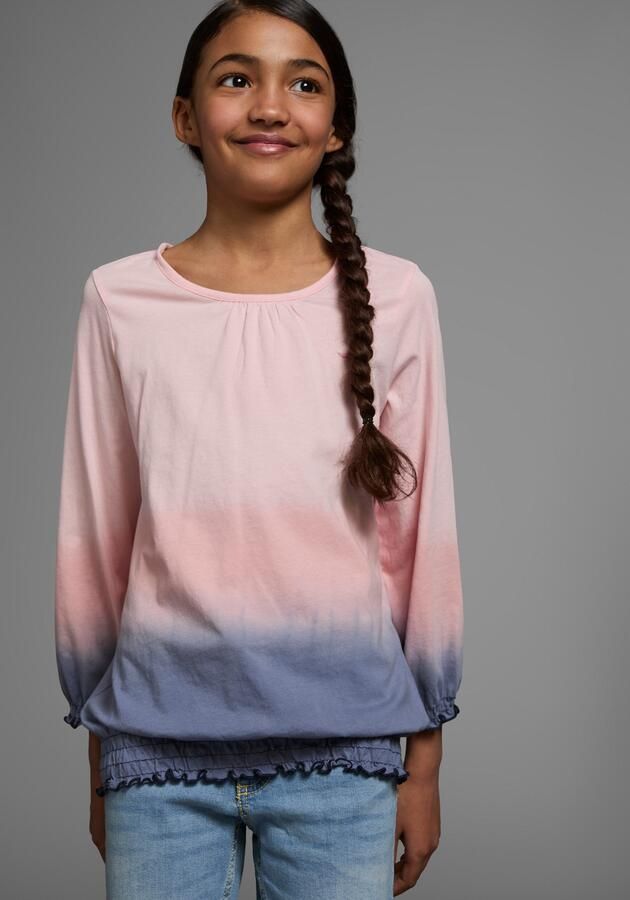 KangaROOS Shirt met 3 4-mouwen Shirt in Batik-Look 3 4-mouw heuplange pasvorm batikpatroon ronde hals - Foto 7