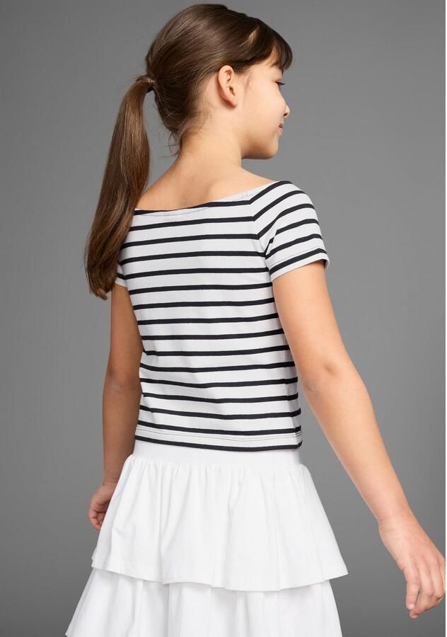 KangaROOS Shirt met car hals 2-pack T-shirts 1x uni + 1x gestreept (set 2-delig) - Foto 2