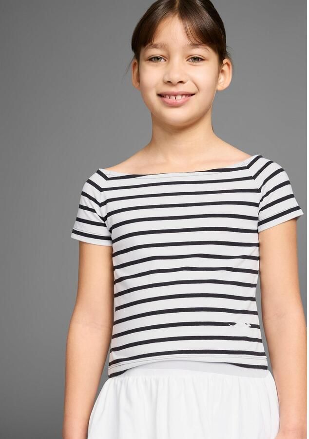 KangaROOS Shirt met car hals 2-pack T-shirts 1x uni + 1x gestreept (set 2-delig)