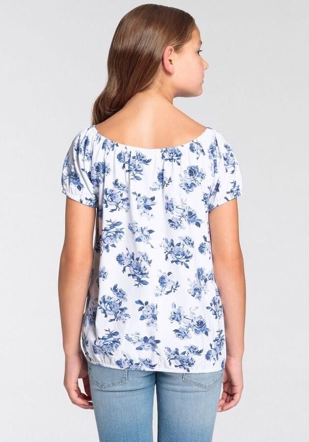 KangaROOS Shirt met carmenhals Meisjes Korte mouwen dynamische pasvorm allover print carmenuitsnijding - Foto 5