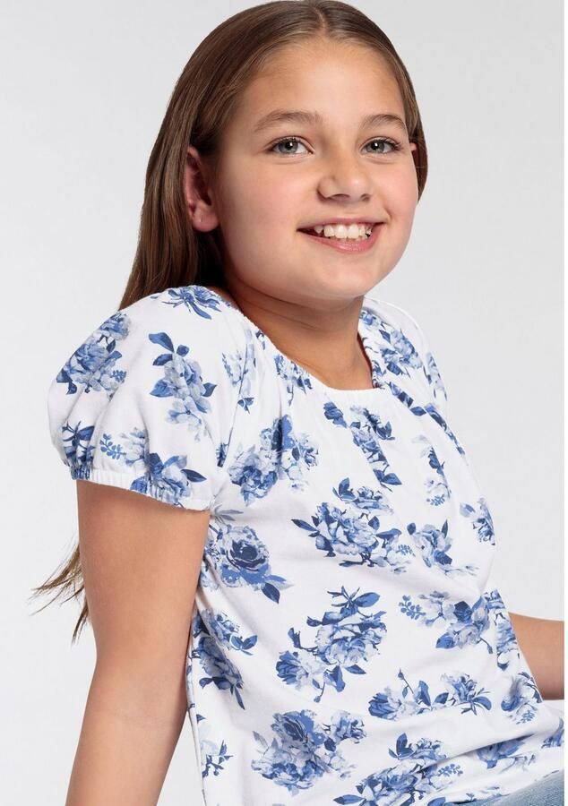 KangaROOS Shirt met carmenhals Meisjes Korte mouwen dynamische pasvorm allover print carmenuitsnijding - Foto 3