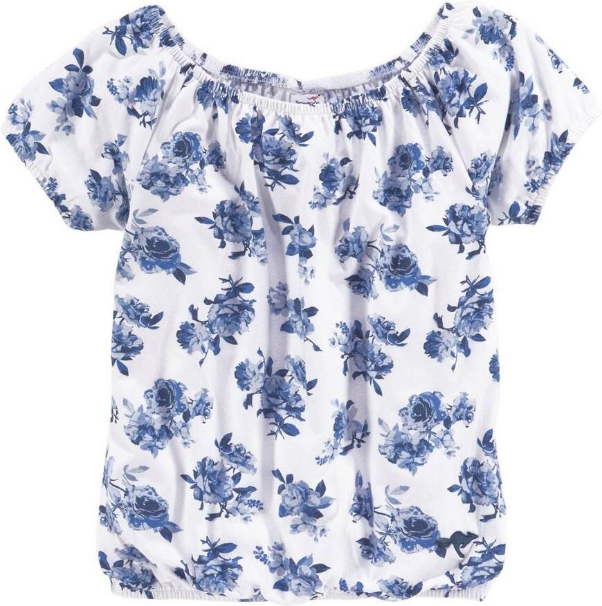 KangaROOS Shirt met carmenhals Meisjes Korte mouwen dynamische pasvorm allover print carmenuitsnijding