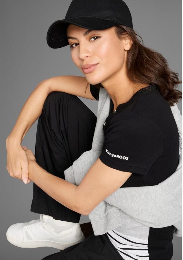 KangaROOS Shirt met korte mouwen met henley-hals en colorblock - Foto 2