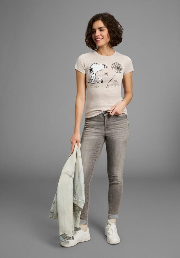 KangaROOS Shirt met korte mouwen zeer figuurvolgende pasvorm bedrukt gemêleerd en metallic look - Foto 2