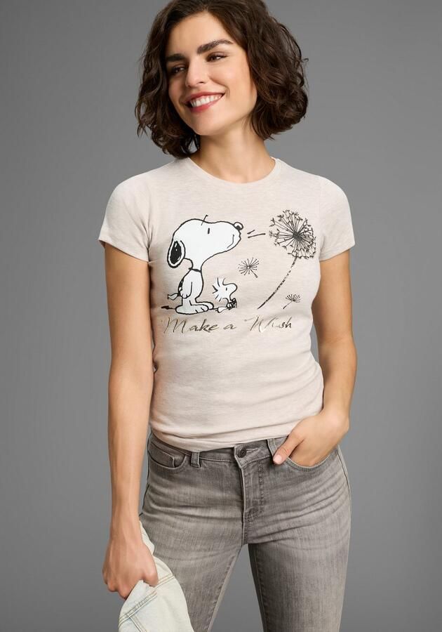 KangaROOS Shirt met korte mouwen zeer figuurvolgende pasvorm bedrukt gemêleerd en metallic look - Foto 3