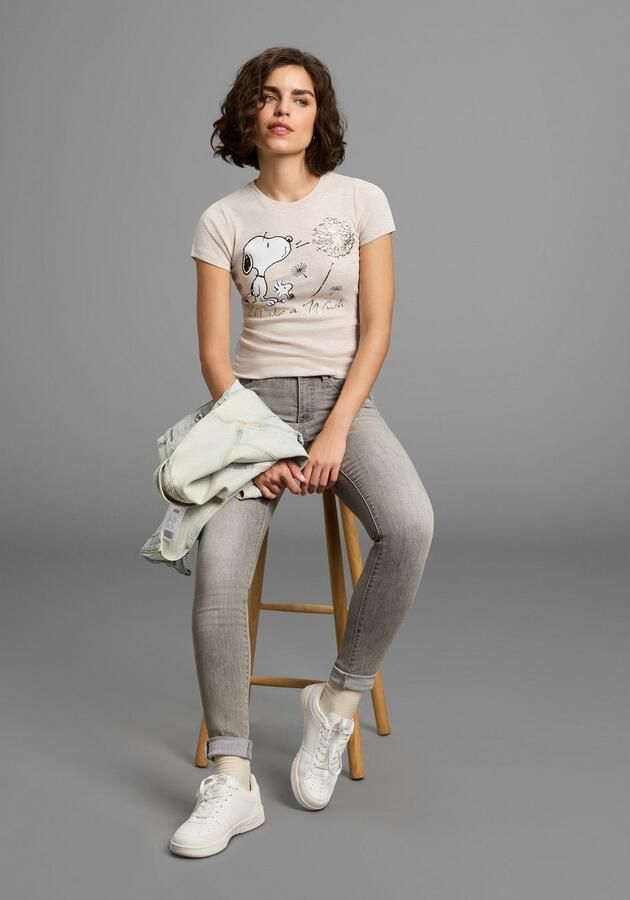 KangaROOS Shirt met korte mouwen zeer figuurvolgende pasvorm bedrukt gemêleerd en metallic look - Foto 5