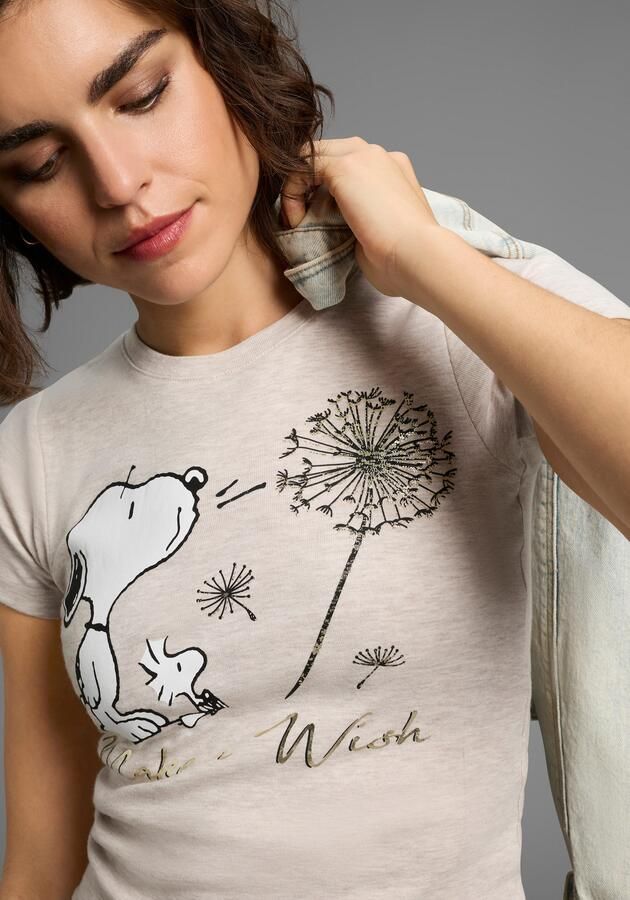 KangaROOS Shirt met korte mouwen zeer figuurvolgende pasvorm bedrukt gemêleerd en metallic look - Foto 6