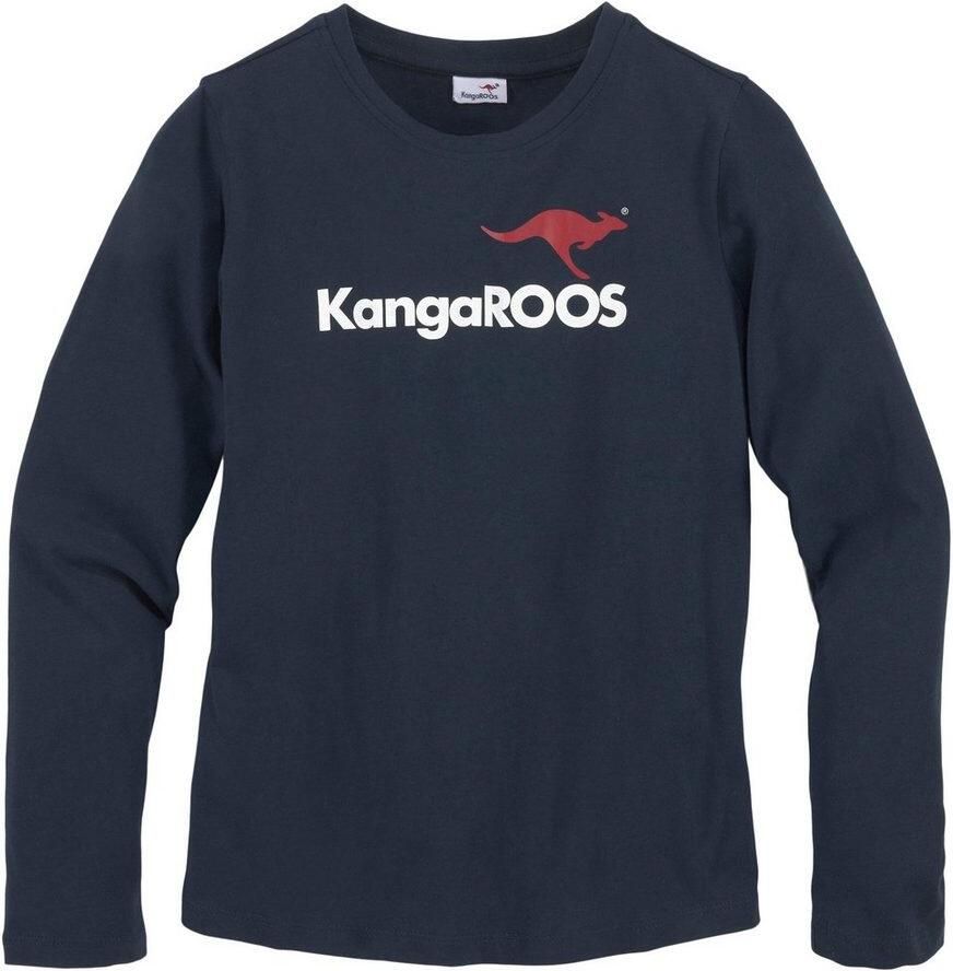 KangaROOS Shirt met lange mouwen BASIC LOGO Lange mouw met vrolijke print ronde halslijn van katoen