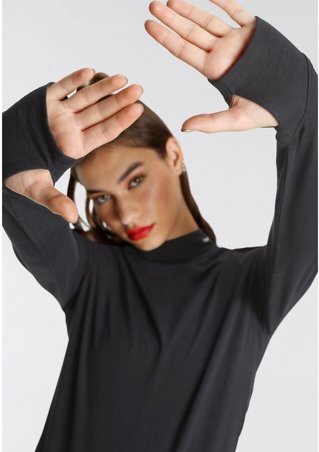 KangaROOS Shirt met lange mouwen figuuraccentuerende snit met staande kraag elastisch materiaal