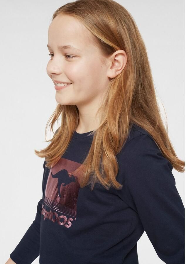 KangaROOS Shirt met lange mouwen getailleerde snit stijlvolle print ronde hals - Foto 3