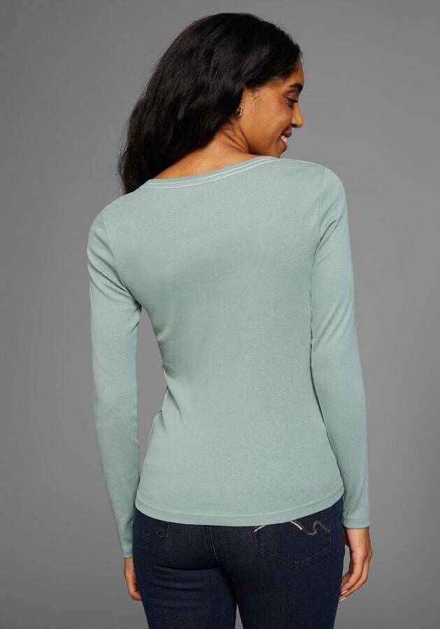 KangaROOS Shirt met lange mouwen Lange mouwen effen of gemêleerd ronde hals (2-delig Set van 2) - Foto 3