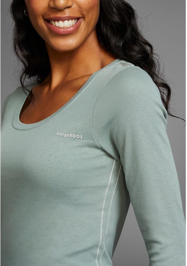 KangaROOS Shirt met lange mouwen Lange mouwen effen of gemêleerd ronde hals (2-delig Set van 2)
